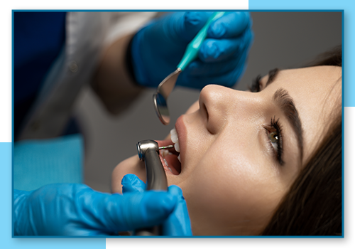 Person getting their teeth checked by dentist