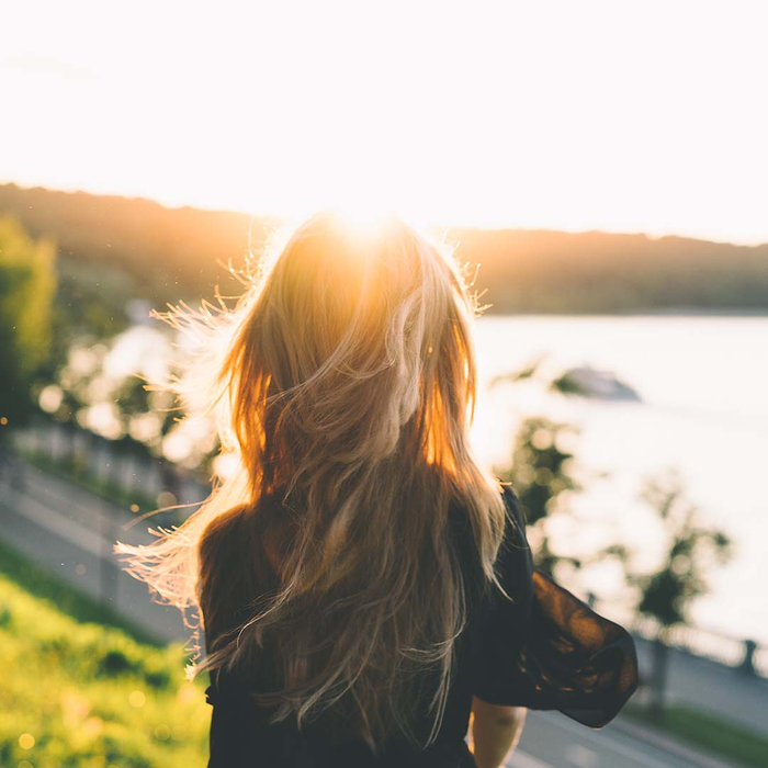 woman walking away