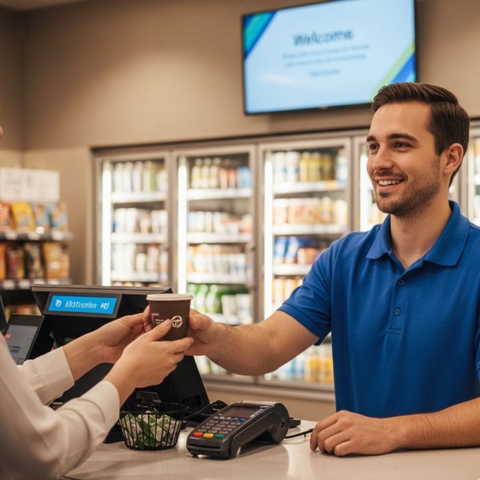 Cashier Smiling Cashier Smiling