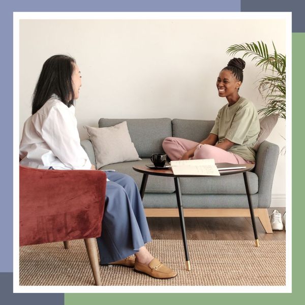 a woman speaking with a therapist