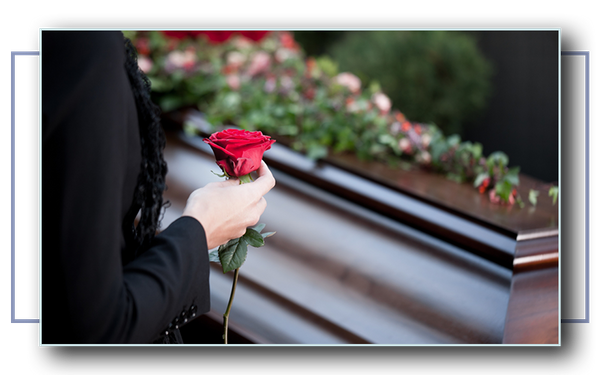 funeral with coffin.