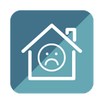 house with frowny face icon