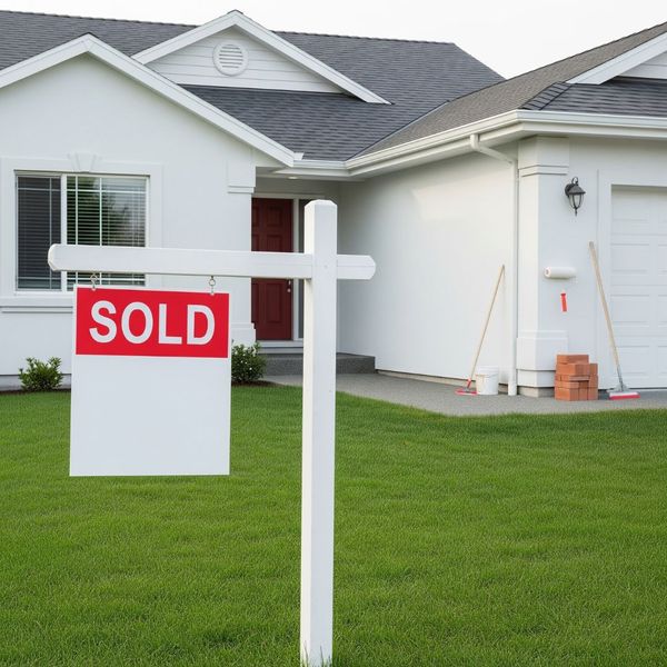 A welcoming suburban house with a sold sign, indicating a completed home renovation
