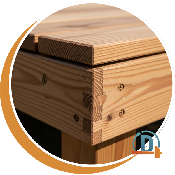 close-up detail of expert craftsmanship on a custom-built deck