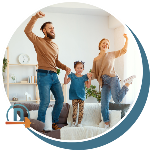 happy family jumping up on couch happy family jumping up on couch