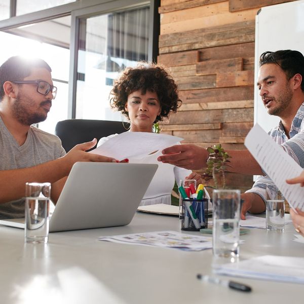 a group of employees working