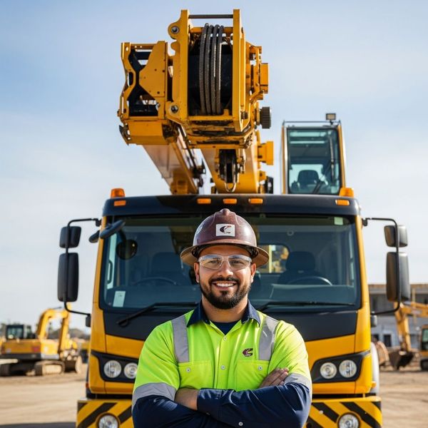 Man in front of Boom Truck 