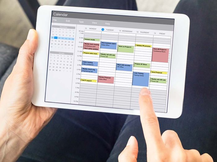 Schedule on a tablet computer