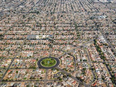 Aerial view of homes in Los Angeles.