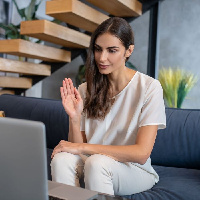 woman in a virtual meeting