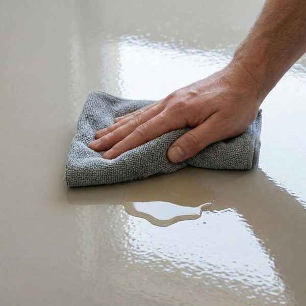 cleaning up spill on garage floor 