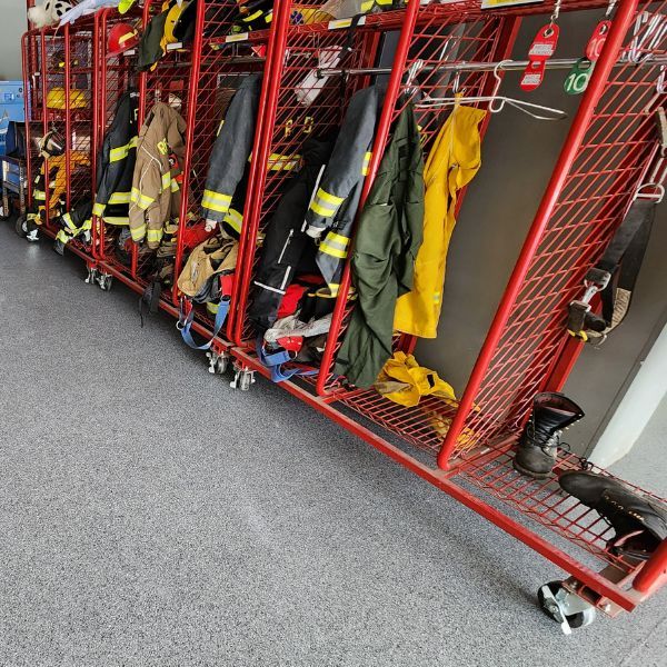 Firehouse epoxy flooring.