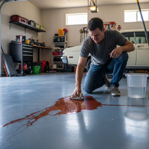 A man picking up a spill