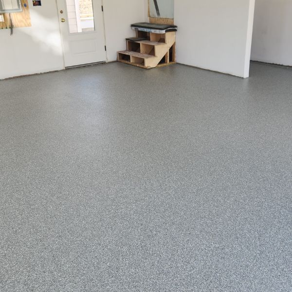 gray speckled garage flooring