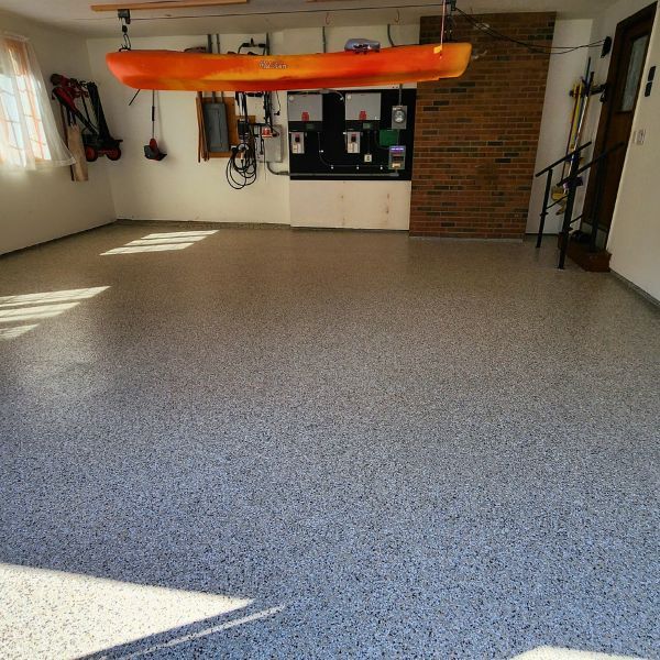 an epoxy floor in a garage