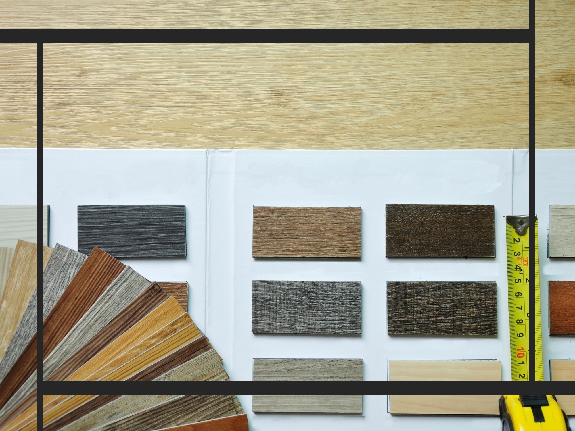 vinyl flooring options above a plank of hardwood