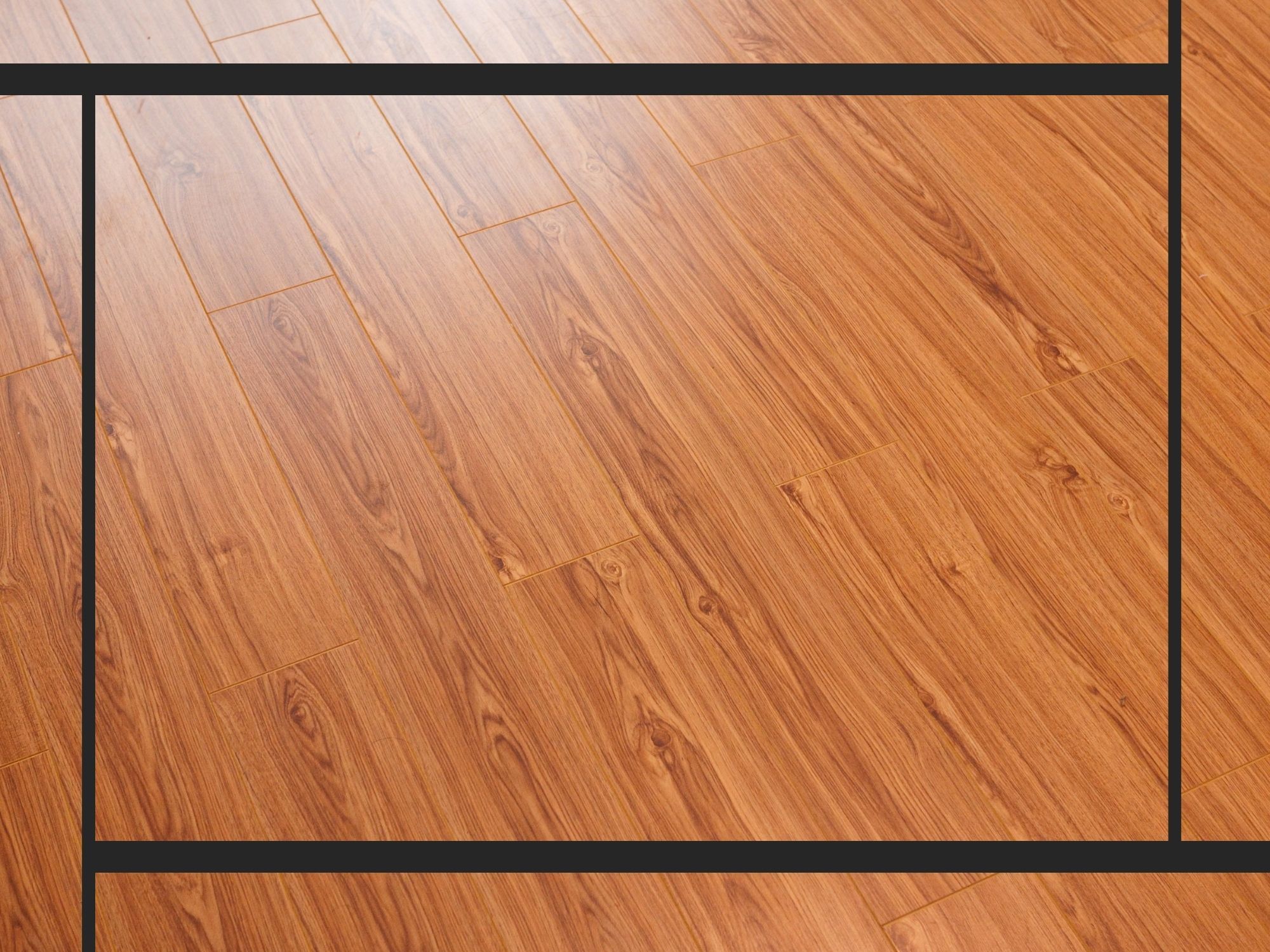 Close-up of freshly installed hardwood flooring