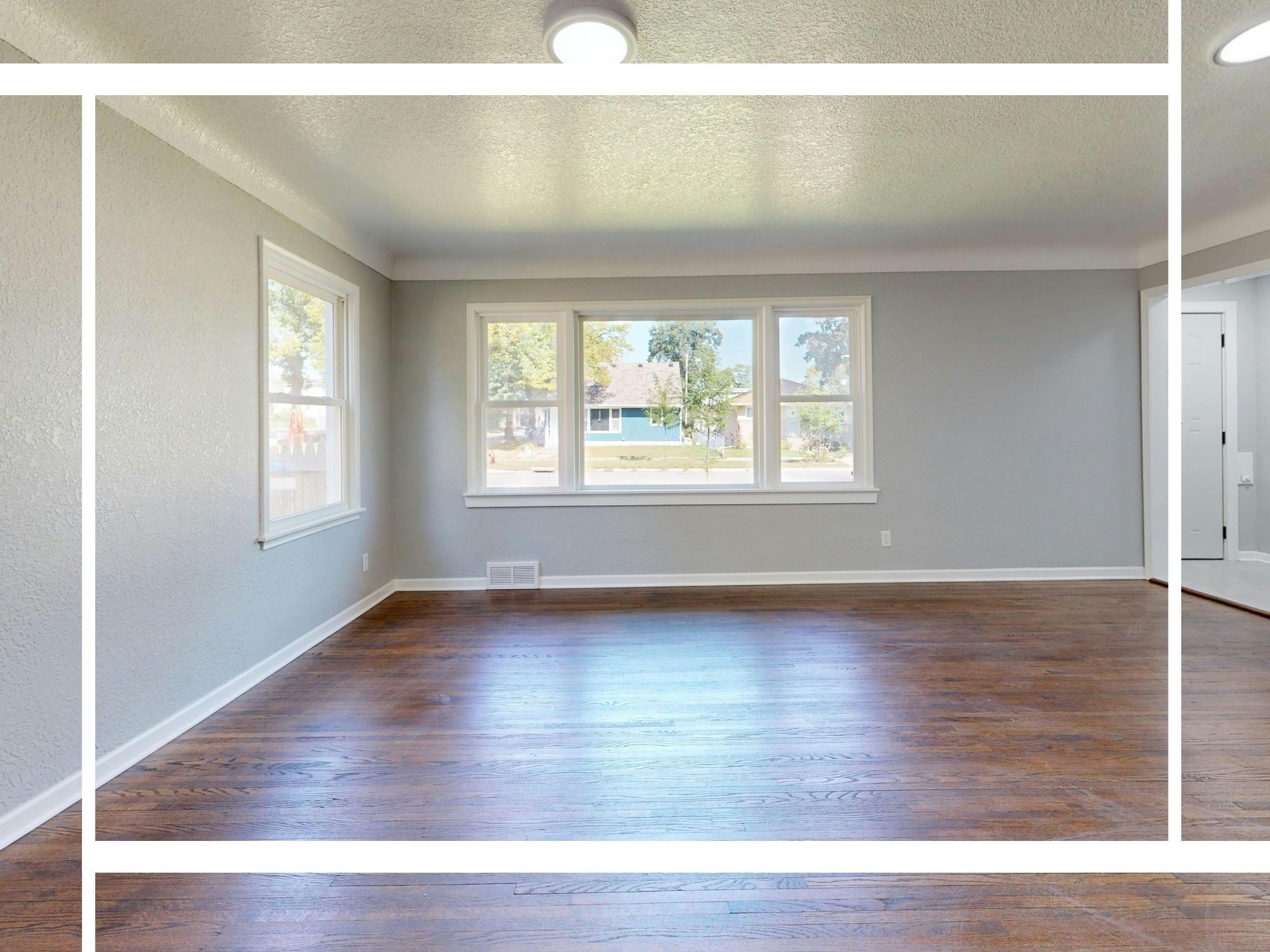 Empty bedroom with hardwood flooring