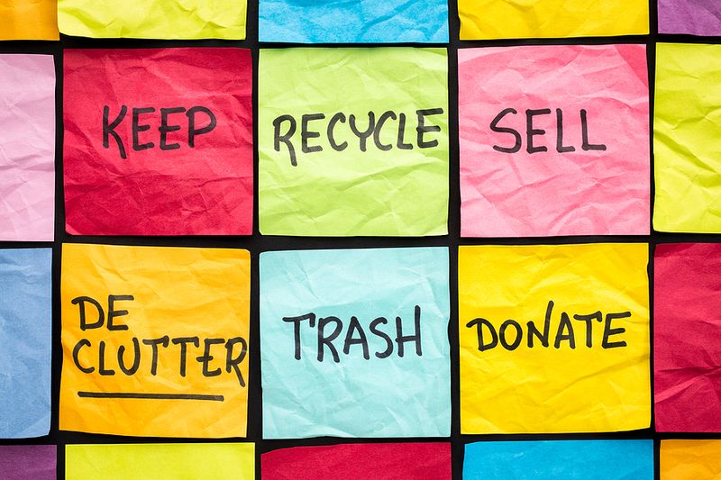 Decluttering Choices Keep Recycle Sell Donate