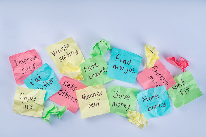 Sticky Notes with Personal Goals and Resolutions