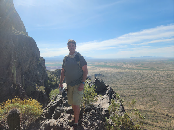 Jeff Martin hiking at Picacho Peak Arizona.