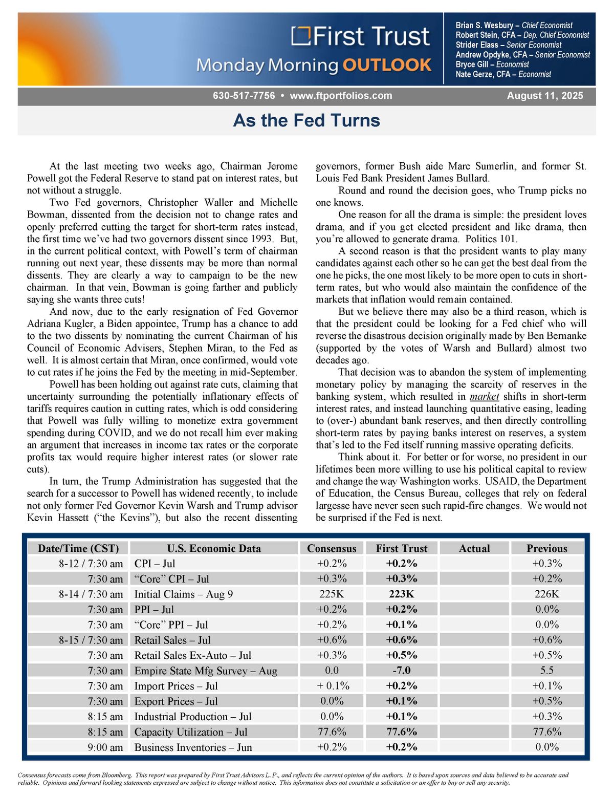 Report on Fed interest rate policy, governor dissents, and July 2025 U.S. economic indicators including CPI, PPI, retail sales, and employment data. Federal Reserve interest rate decision and U.S. economic data update