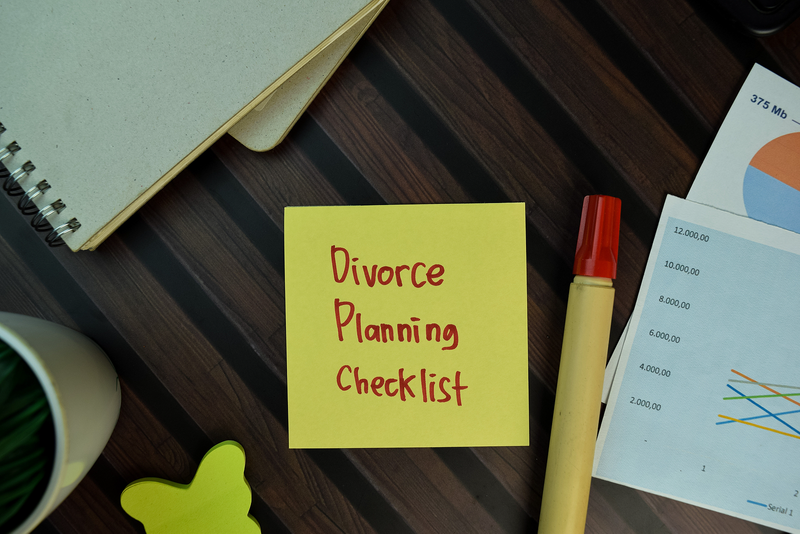 Divorce Planning Checklist Note with Financial Documents