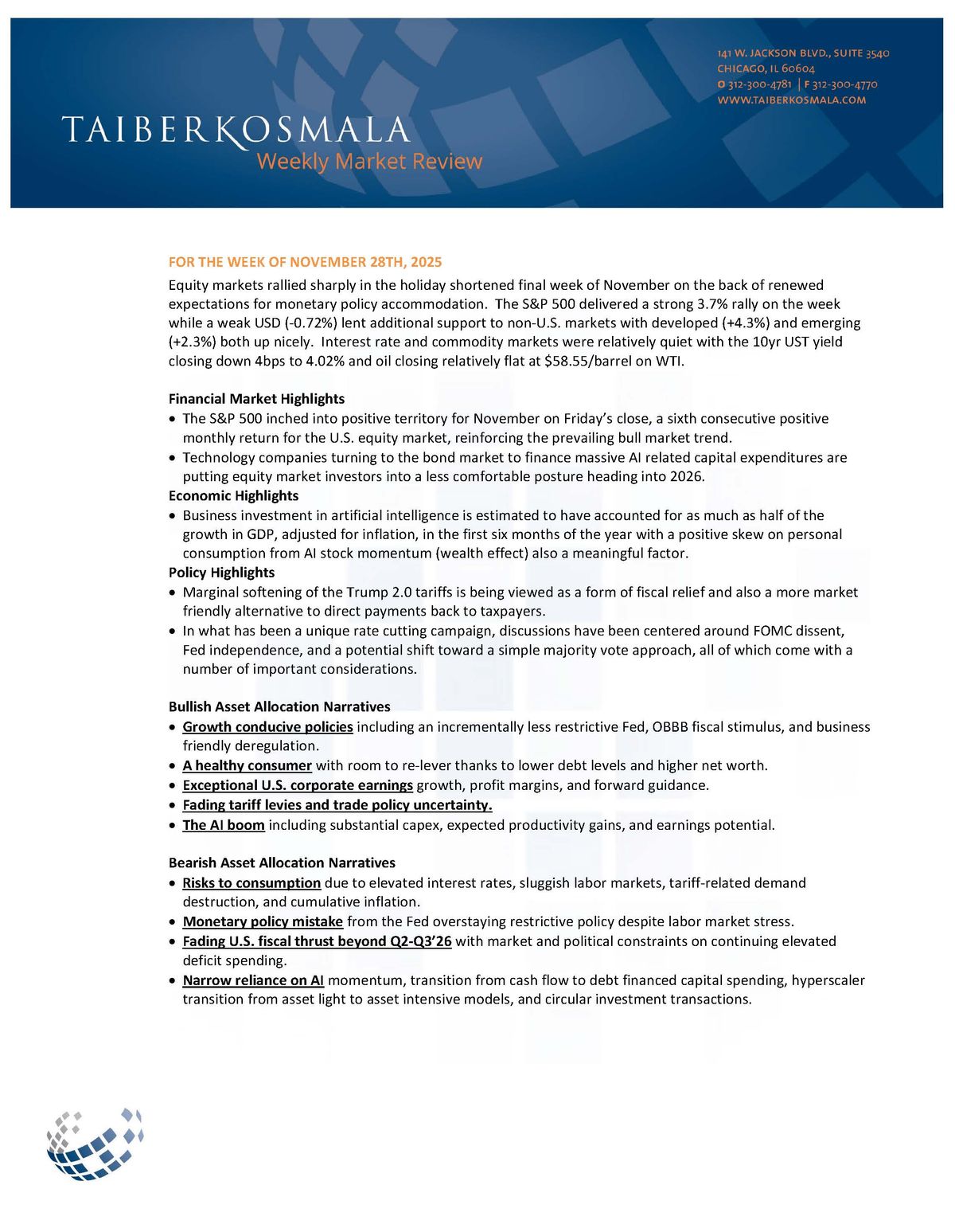 Weekly Market Review Commentary Page