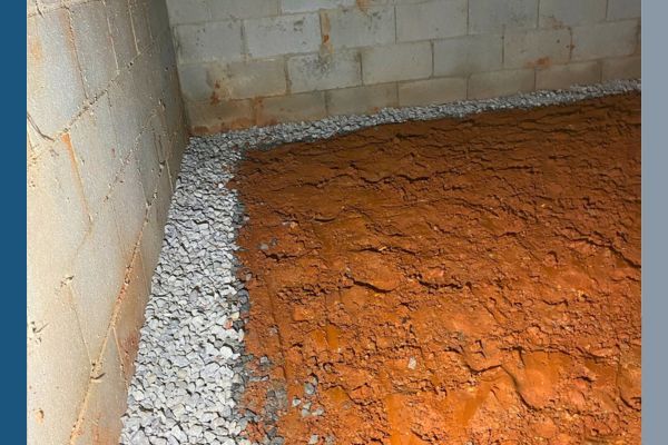 A clean area in the crawl space