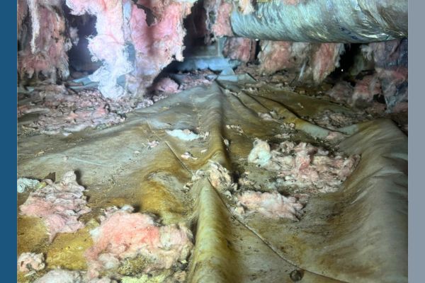 mold and debris in a crawl space