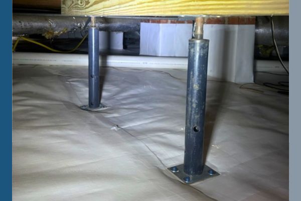 adjustable jacks in a crawl space