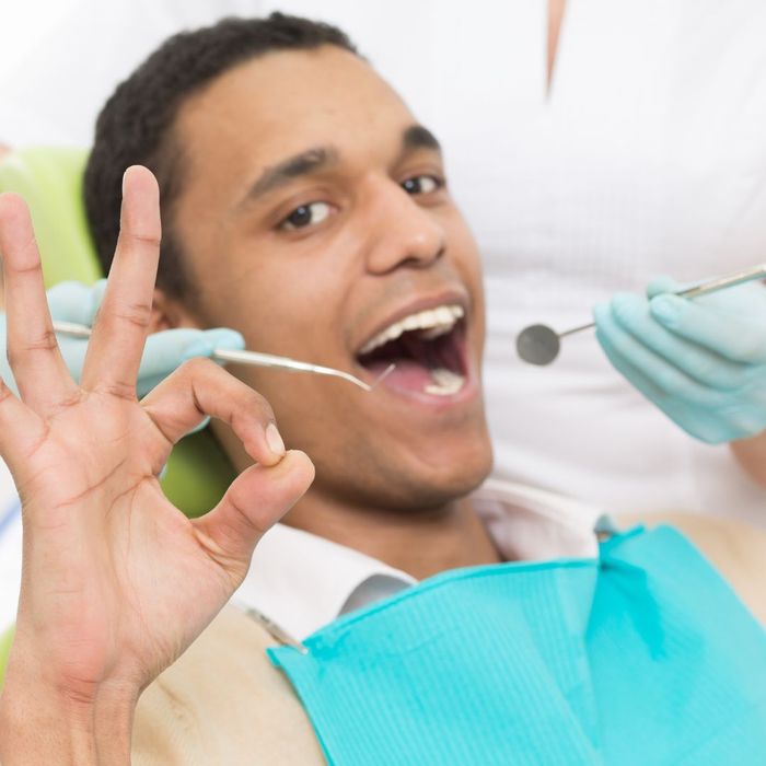 happy man at dentist