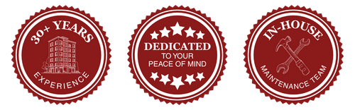 Trust Badges: 30+ Years Experience, Dedicated to Your Peace of Mind, In-House Maintenance Team