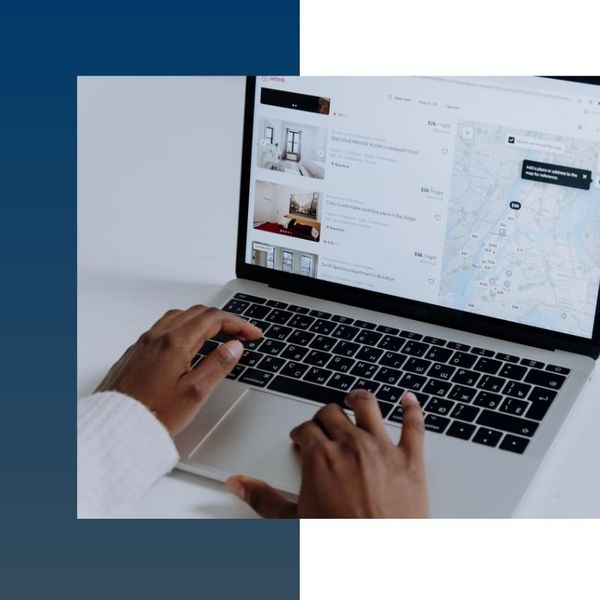 Person looking at Airbnb listings