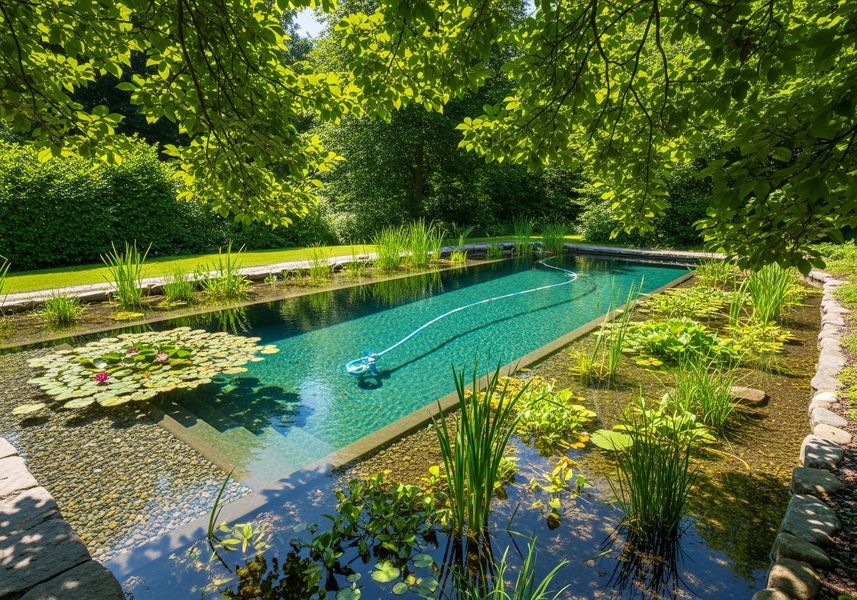 Natural Swimming Pool with Aquatic Plants
