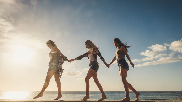 group of women on beach