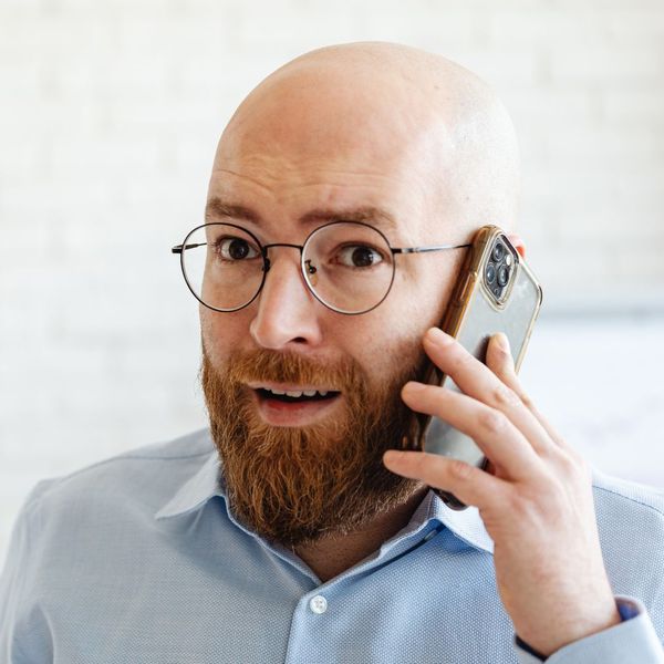 worried man on the phone