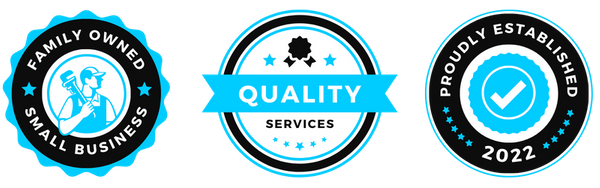  Badge 1: Proudly est 2022  Badge 2: Family Owned Small Business  Badge 3: Quality Services