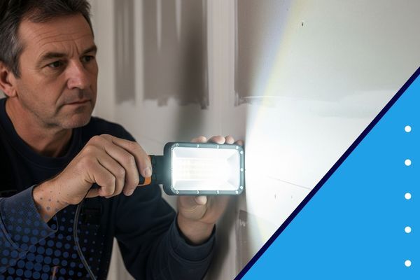 inspecting drywall seam 
