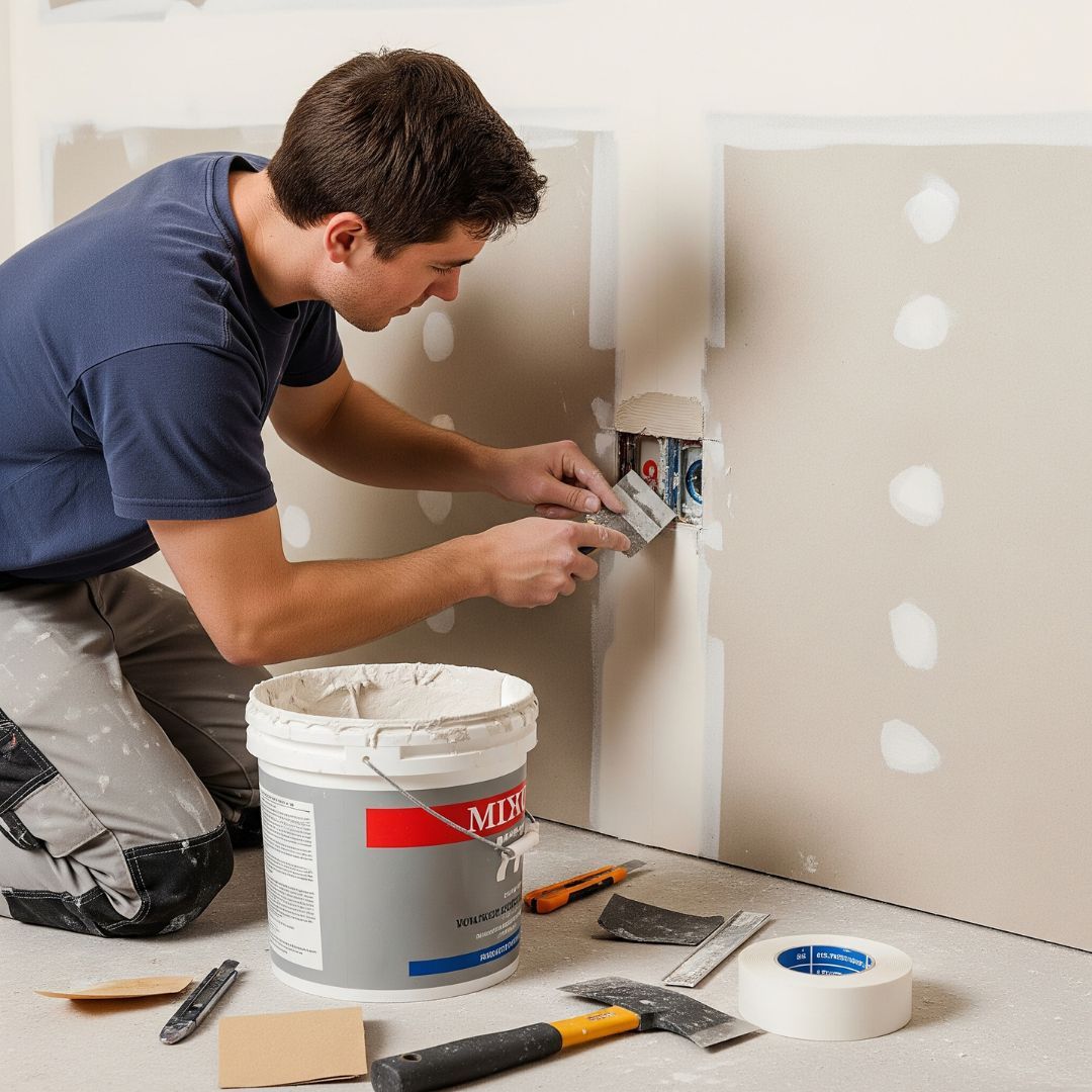 Repairing drywall over an electric outlet Repairing drywall over an electric outlet