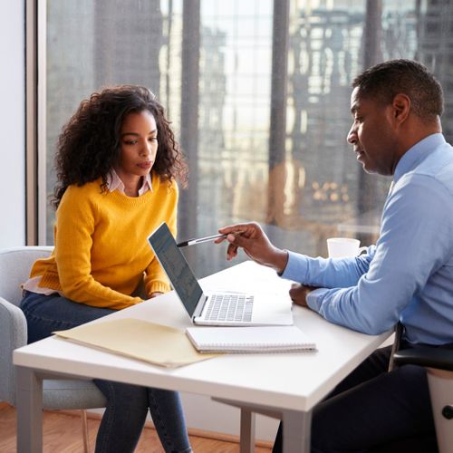 financial manager with client financial manager with client