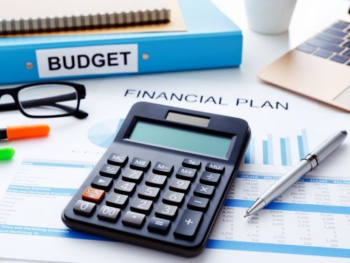 budget and financial plan with calculator
