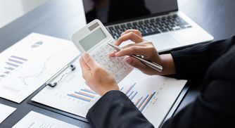 going over financial documents