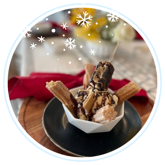 Delicious churro on a guest plate