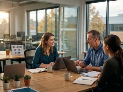 Diverse Team Collaborating in a Modern Office