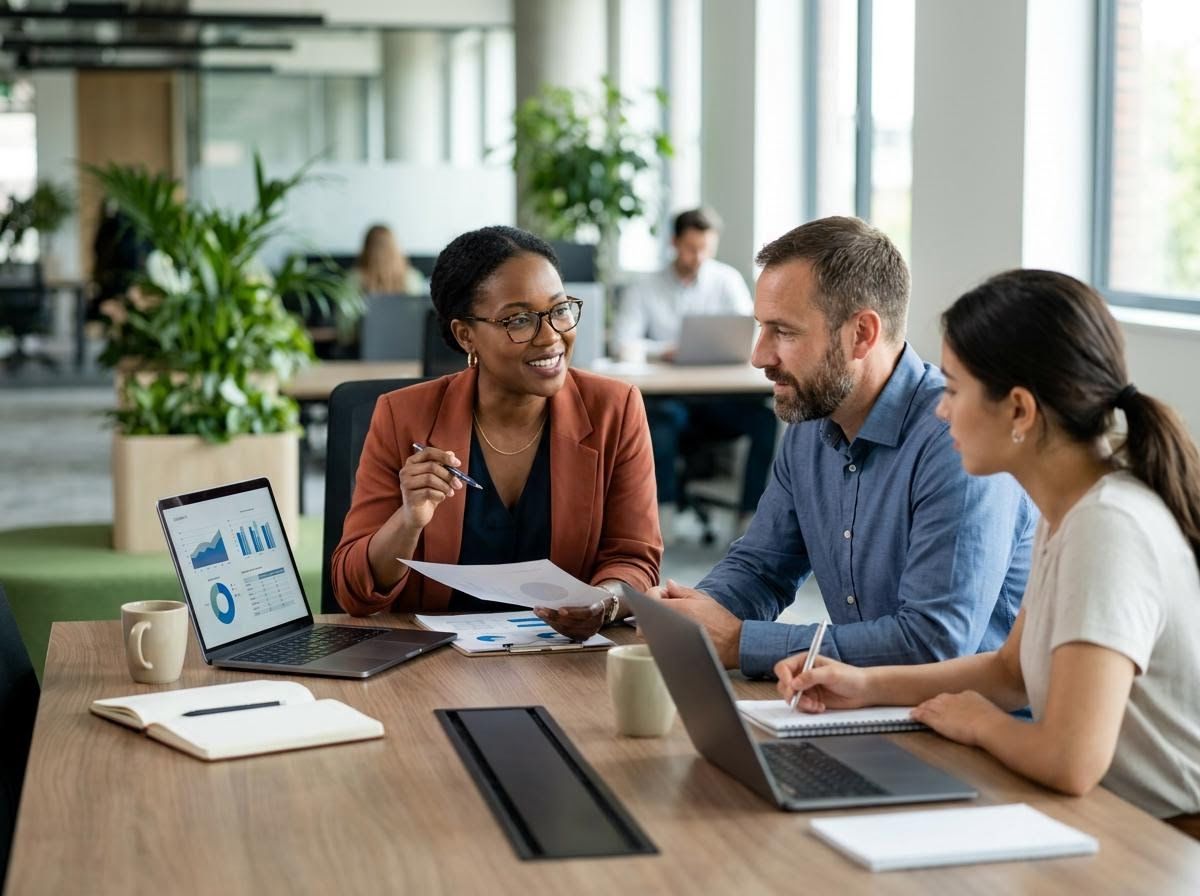 Business Team Collaboration in Modern Office