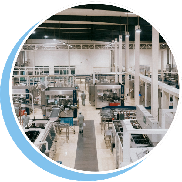 aerial view of an automated factory