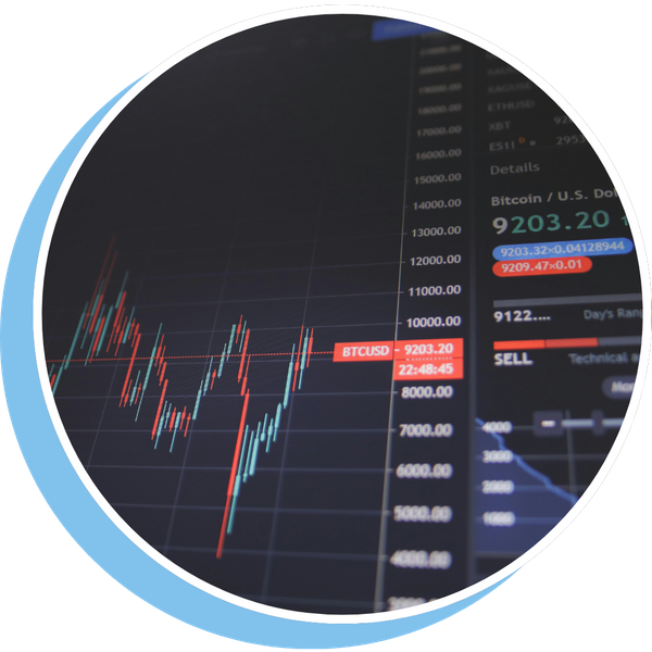 financial information on a screen