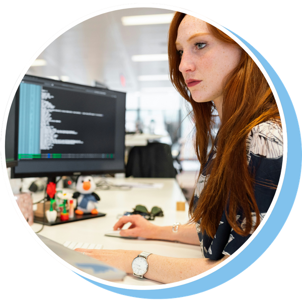 woman working on computer