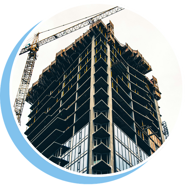 view of large building being constructed